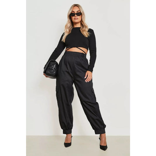 Black Balloon Fit Cargo Trousers